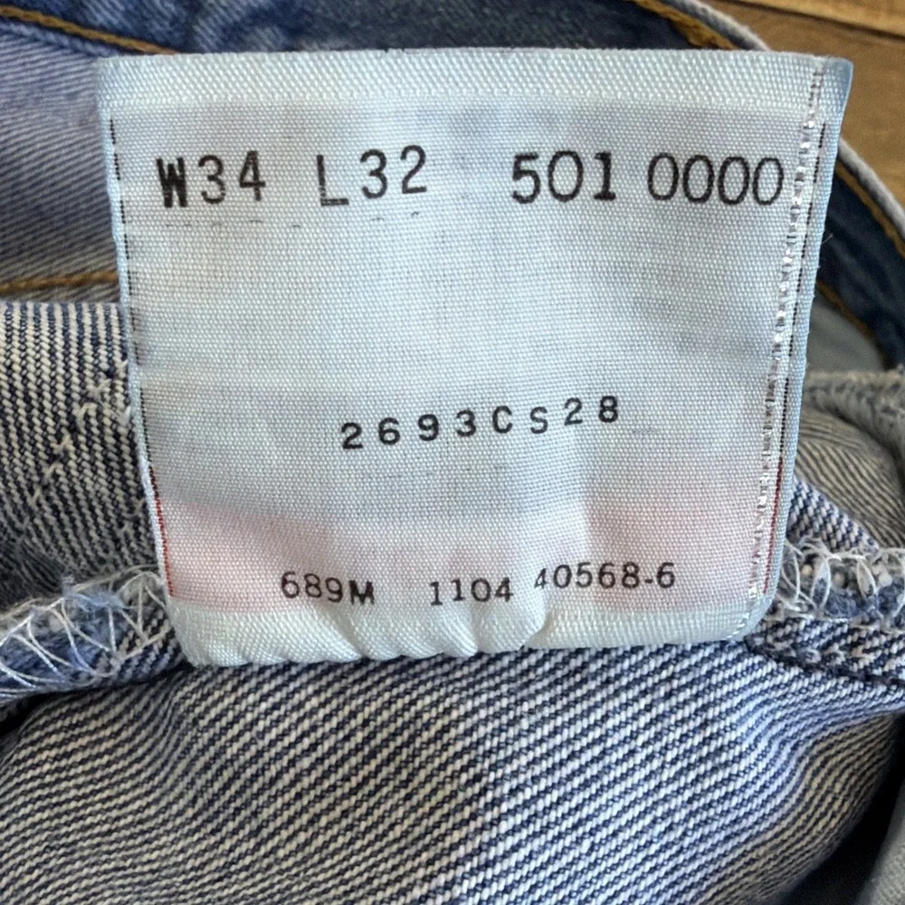 Vintage Levis Jeans 501 Mens 34X32 Blue Denim 2004 Button Fly Straight 32.5X28 - Picture 11 of 16